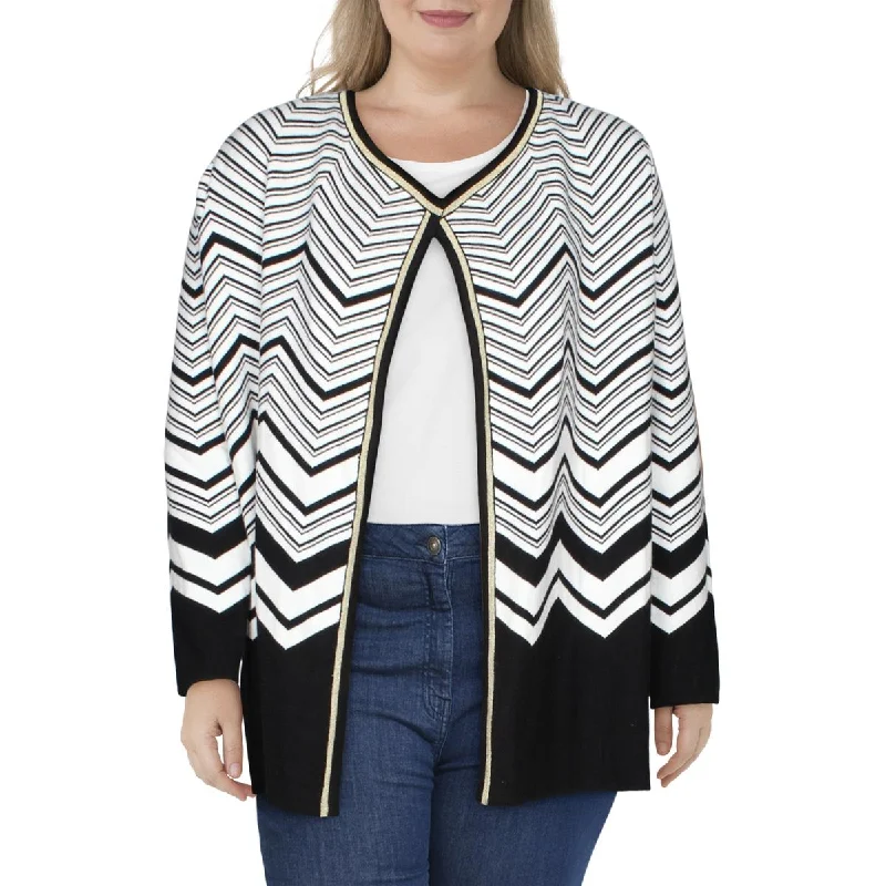 Fashion Expert Belldini Womens Plus Chevron Open Front Cardigan Sweater