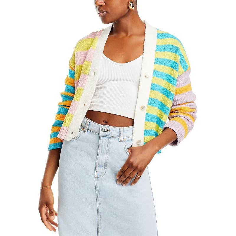 High Street Fashion Rails Womens Geneva Colorblok Button Front Cardigan Sweater