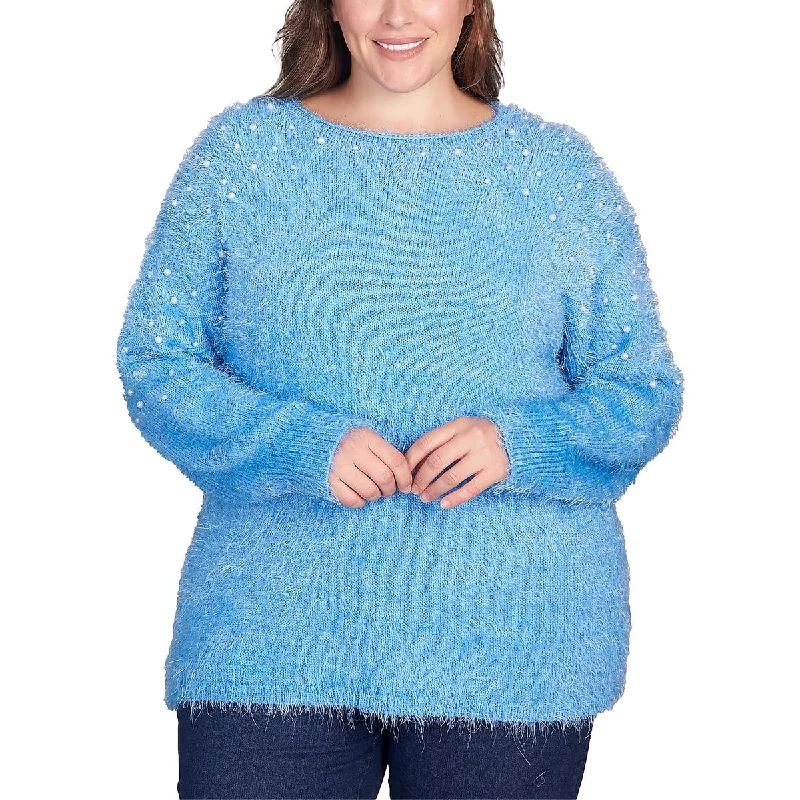 Ruby Rd. Womens Eyelash Embellished Pullover Sweater