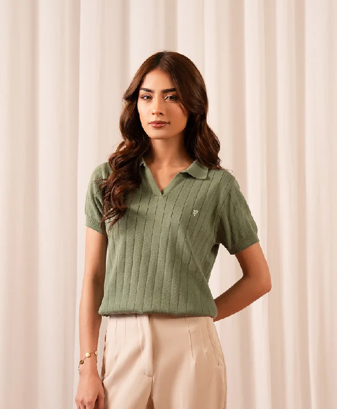 Dynamic Fashion Olive Knitted POLO (Women)