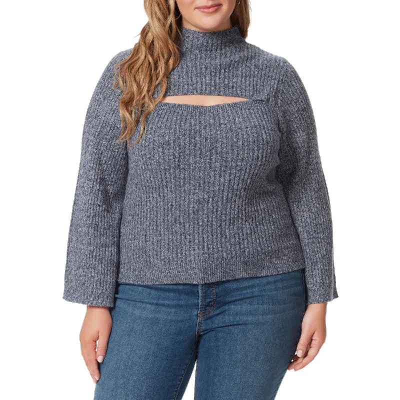 Fashionable Items Jessica Simpson Womens Plus Funnel Neck Long Sleeve Pullover Sweater