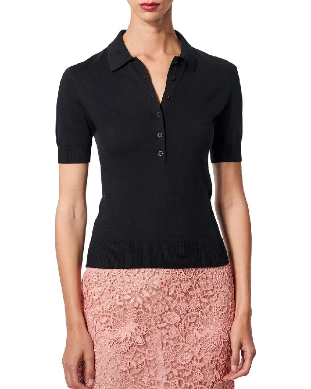 Elegant Series Carolina Herrera Knit Silk-Blend Polo Sweater