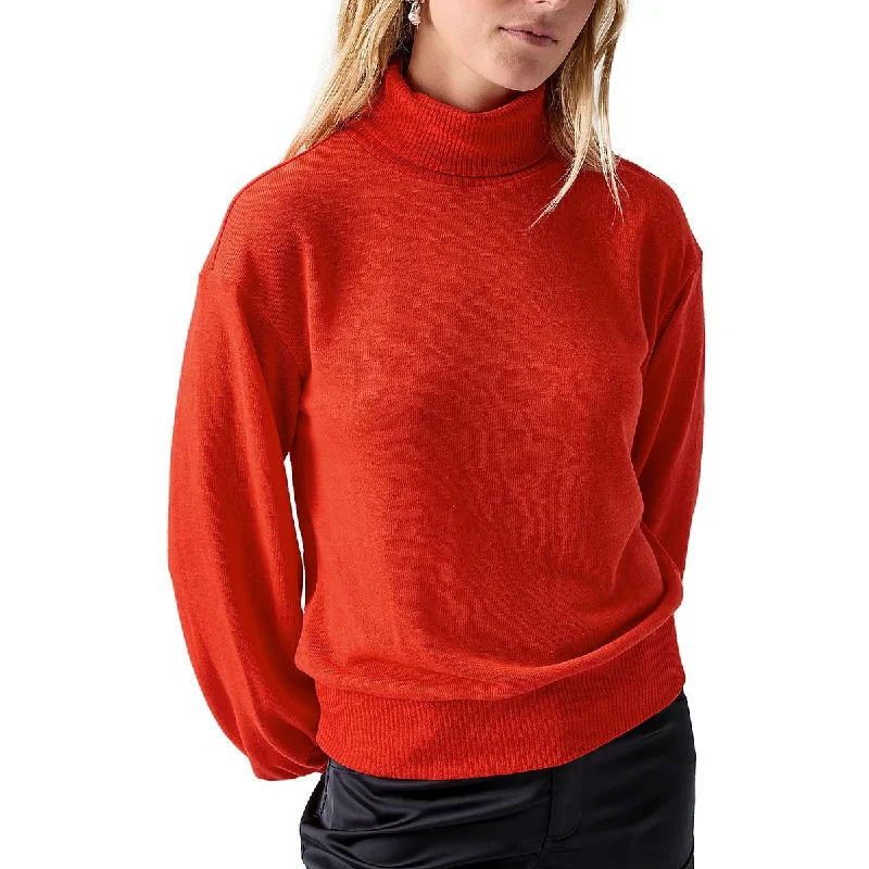 New Autumn And Winter Styles Sanctuary Womens Ruched Ribbed Trim Turtleneck Sweater