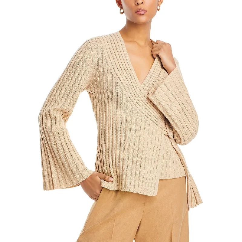 Street Fashion Malene Birger Womens Wool Faux Wrap Wrap Sweater