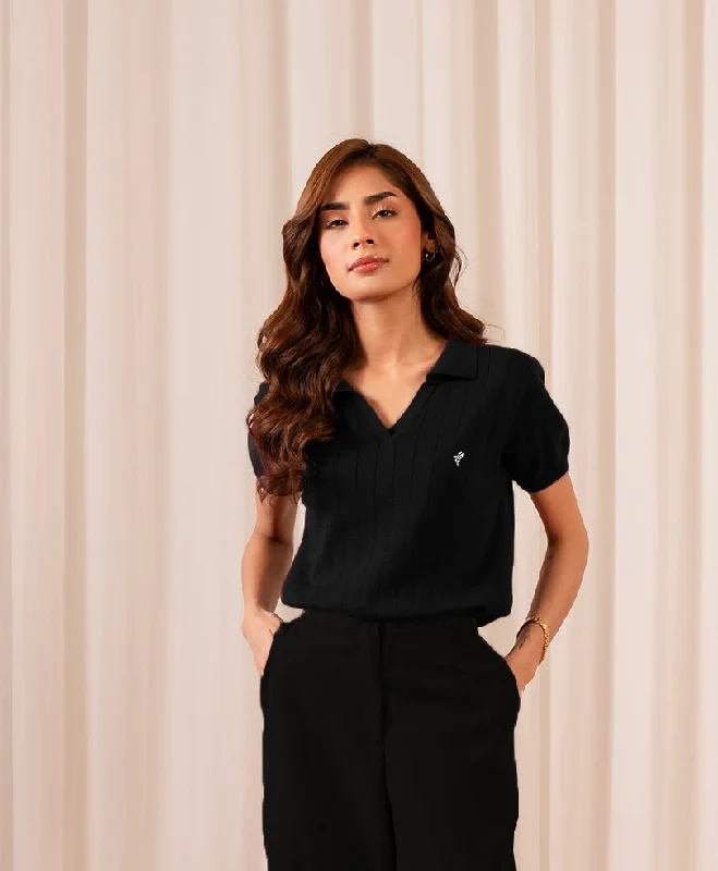 Everyday Chic Black Knitted POLO (Women)