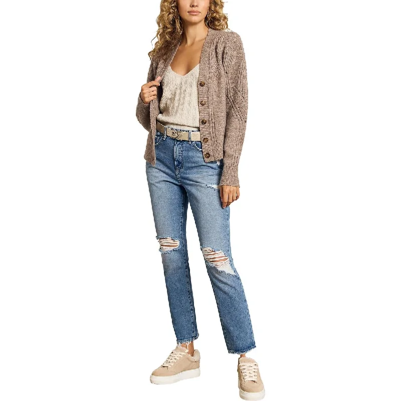 High Street Fashion Sam Edelman Womens Julietta Wool Blend Long Sleeves Cardigan Sweater