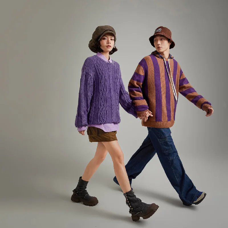 Classic Design Twisted Loose Fit Knit Sweater
