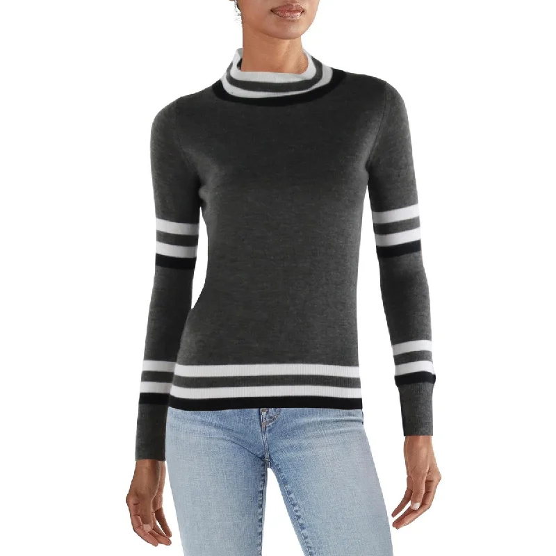 Madeleine Thompson Womens Arcadia Heathered Long Sleeve Mock Turtleneck Sweater