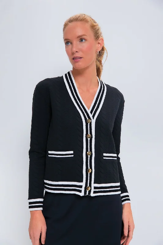 Trendy Looks Black Cable Charley Cardigan