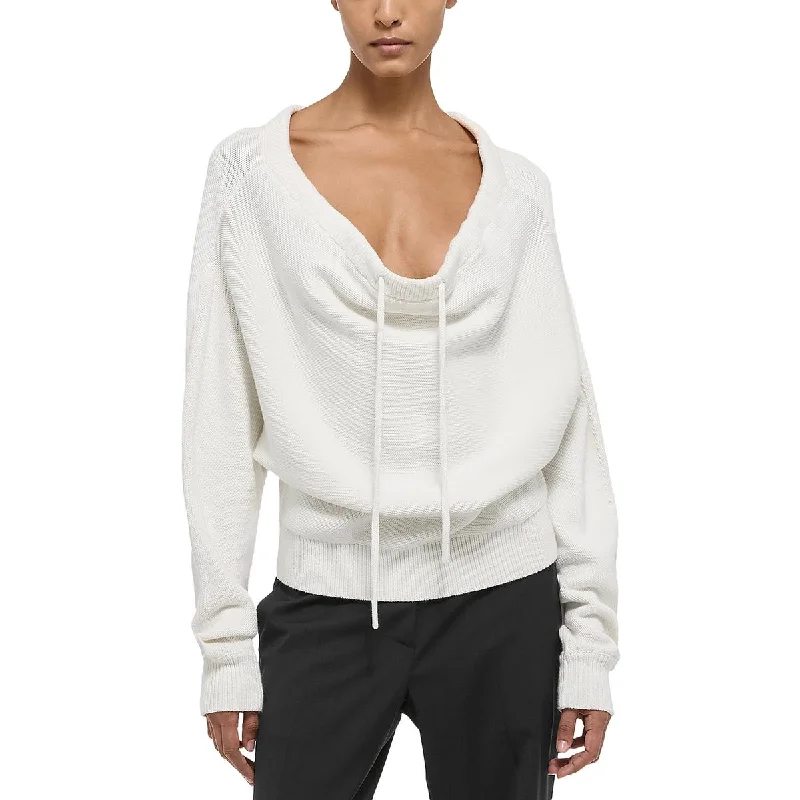 Thin Design Helmut Lang Womens Knit Ruched Pullover Sweater
