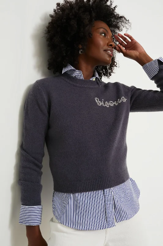 Comfortable Chic Ash Crewneck Bisous Beaded Sweater