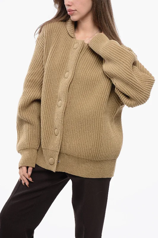 Jil Sander Ribbed Dropped Shoulder Cardigan