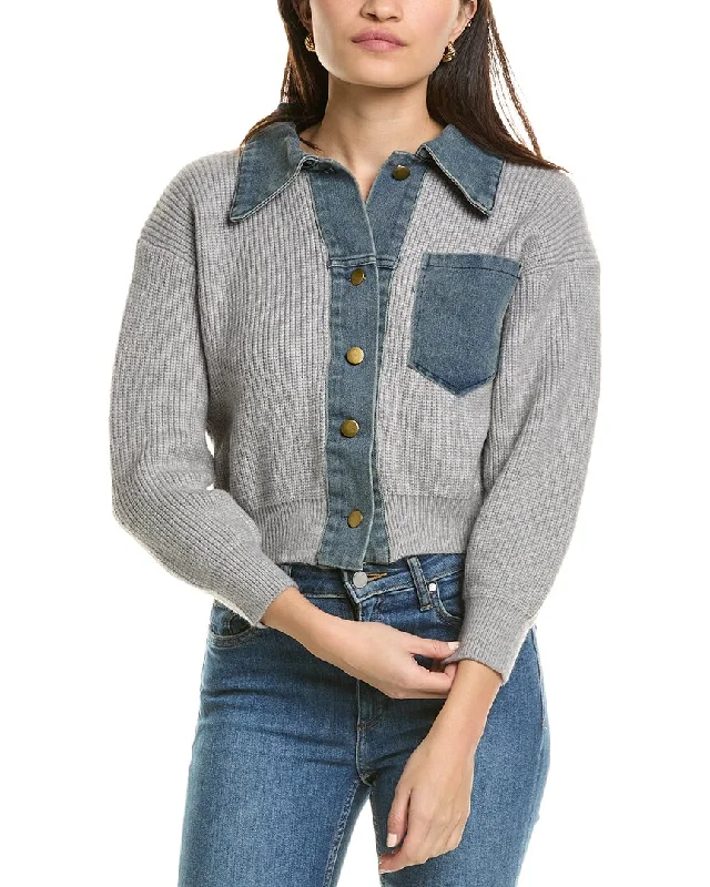 Must-have For Fashion Madison Miles Denim Trim Cardigan