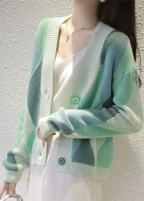 High-end Fabrics Modern Green Oversized Warm Knit Cardigans Spring