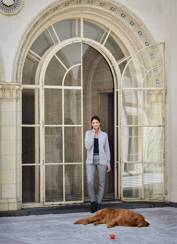 Breathable Comfort Women's Francesca Double End Zip Cashmere Cardigan Sweater in Light Grey