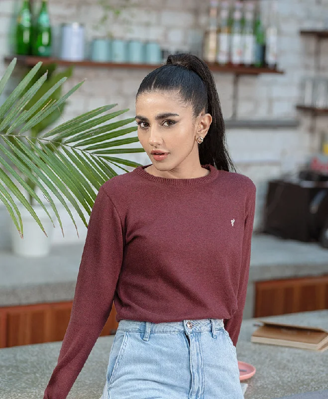 Lounge Wear Maroon Crew Jumper Sweater (Women)