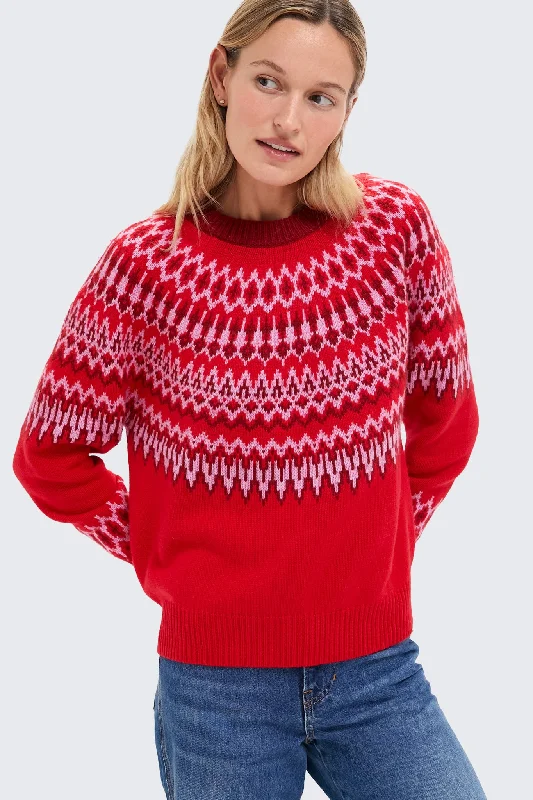 Ultra-lightweight Red Velvet Crewneck Sweater