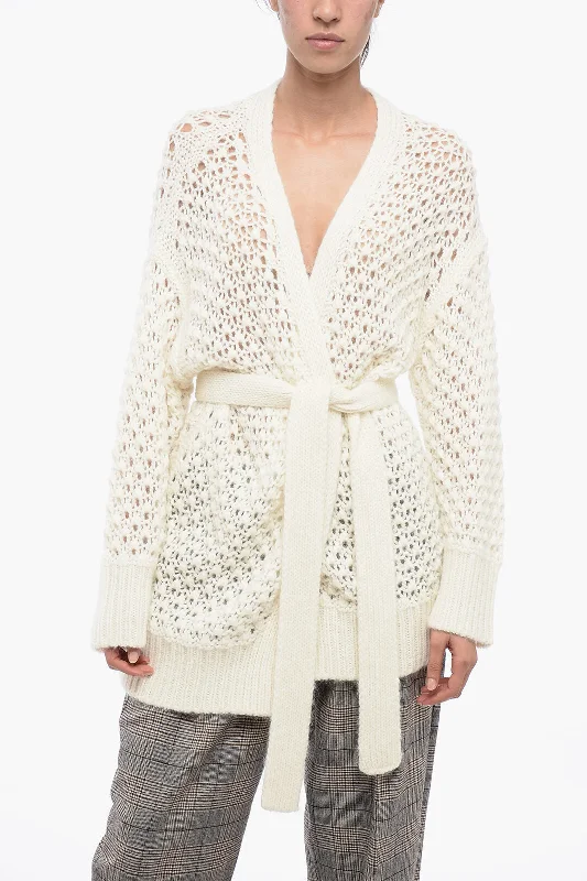 Fabiana Filippi Cannes Knit Stitchies Cardigan With Belt