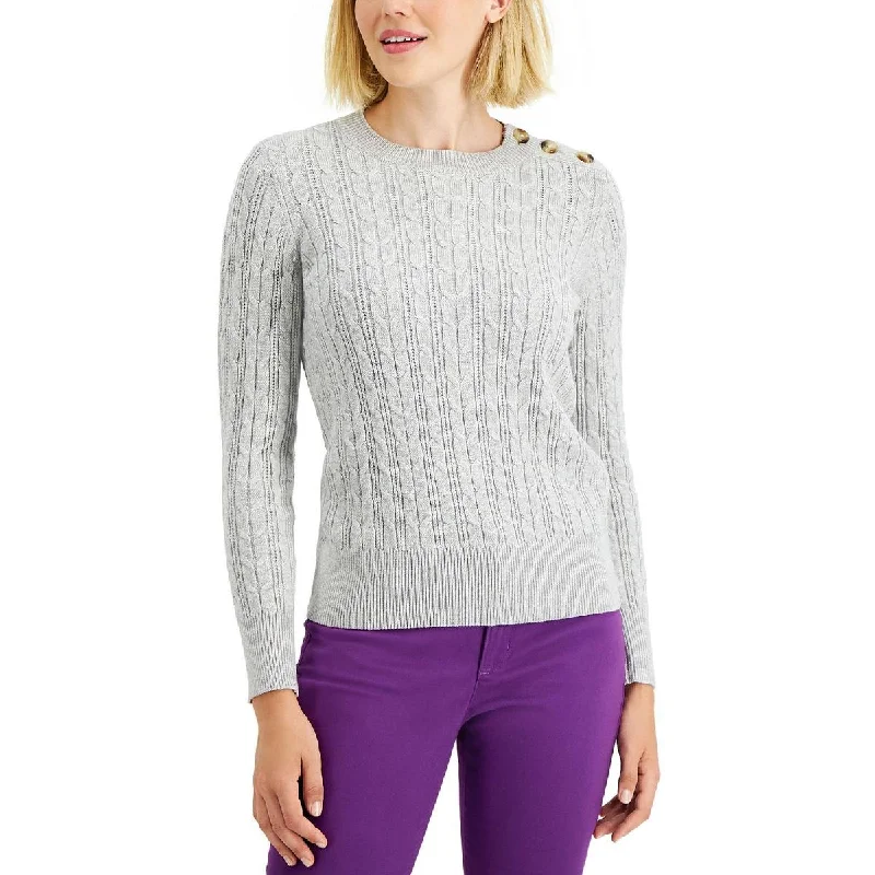 Chic Outfits Charter Club Womens Cable Knit Pullover Crewneck Sweater