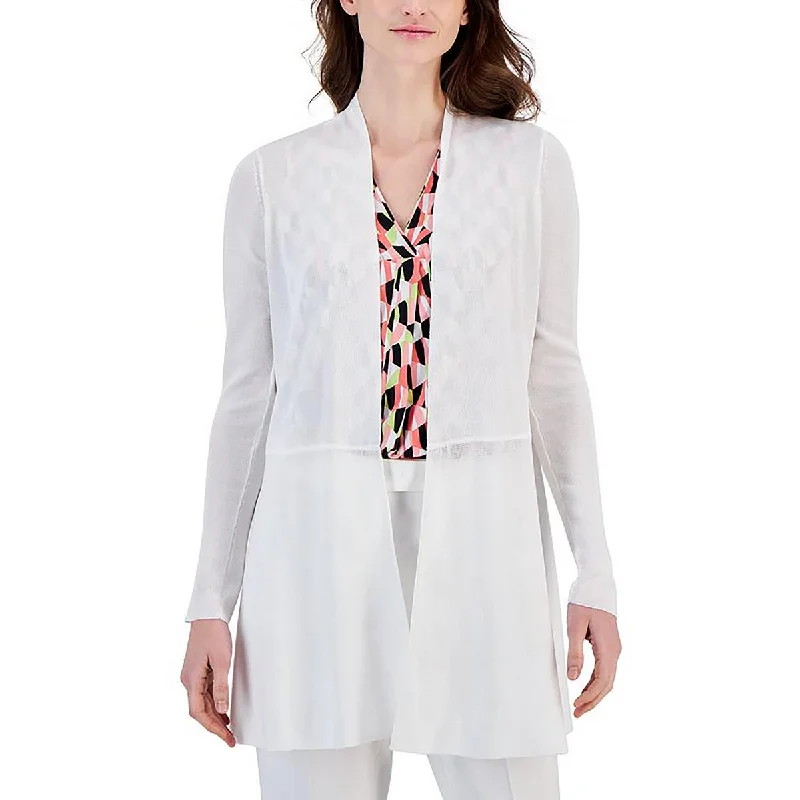 Light Comfort Anne Klein Womens Raw Hem Knit Cardigan Sweater