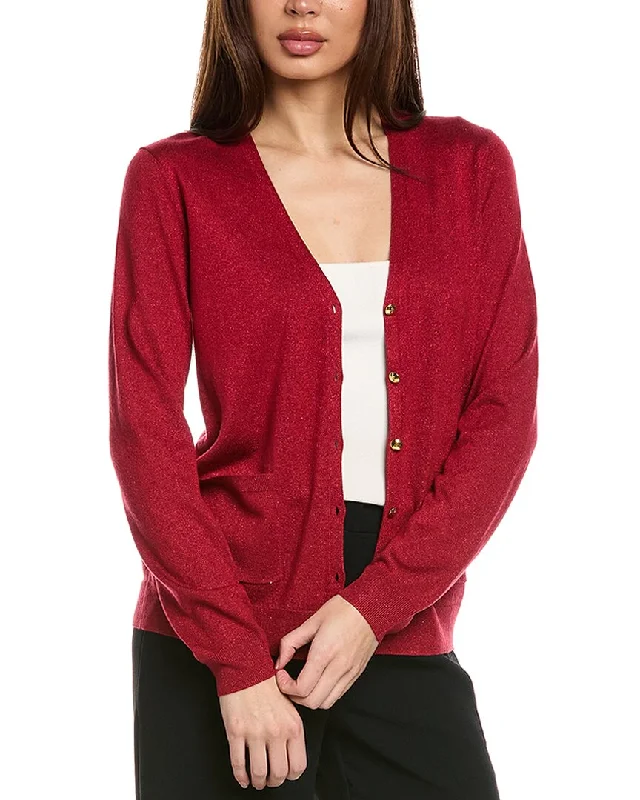 Designer Style St. John Fine Gauge Lurex Knit Cardigan