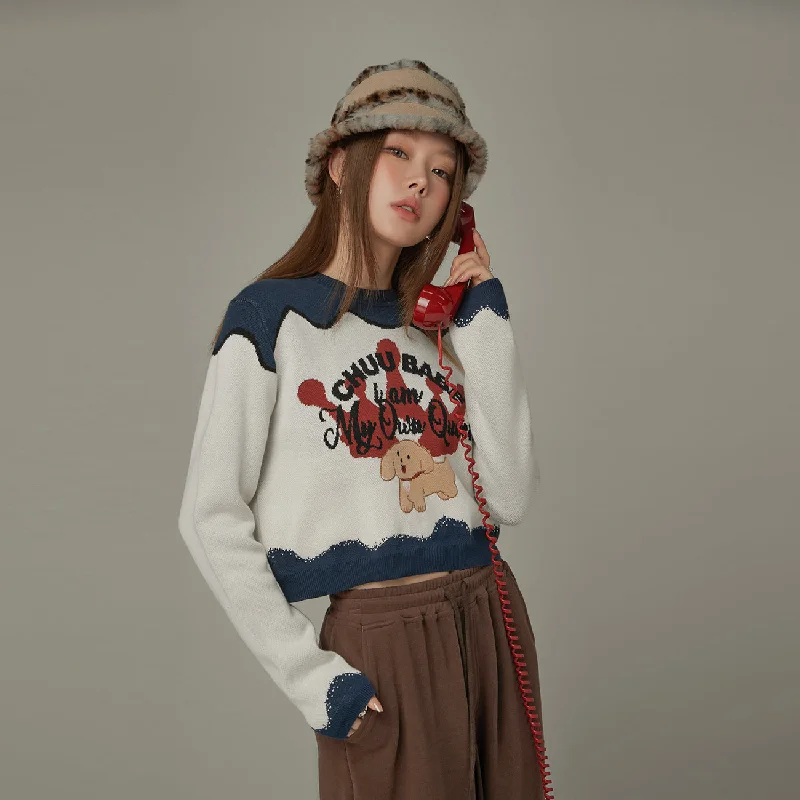 Cozy Outfit Puppy Color Lined Knit Sweater