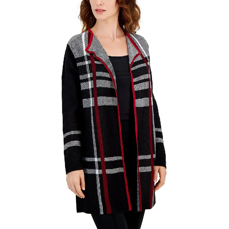 Classic Series Kasper Womens Striped Open Front Cardigan Sweater