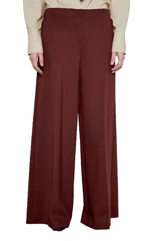 Trendy Comfort Pull On Wide Leg Pants In Wine