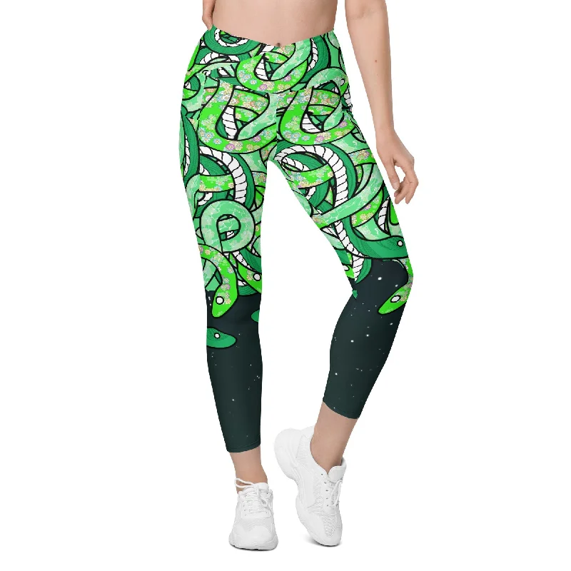 Simple Elegance Tangled Snakes Crossover Leggings With Pockets