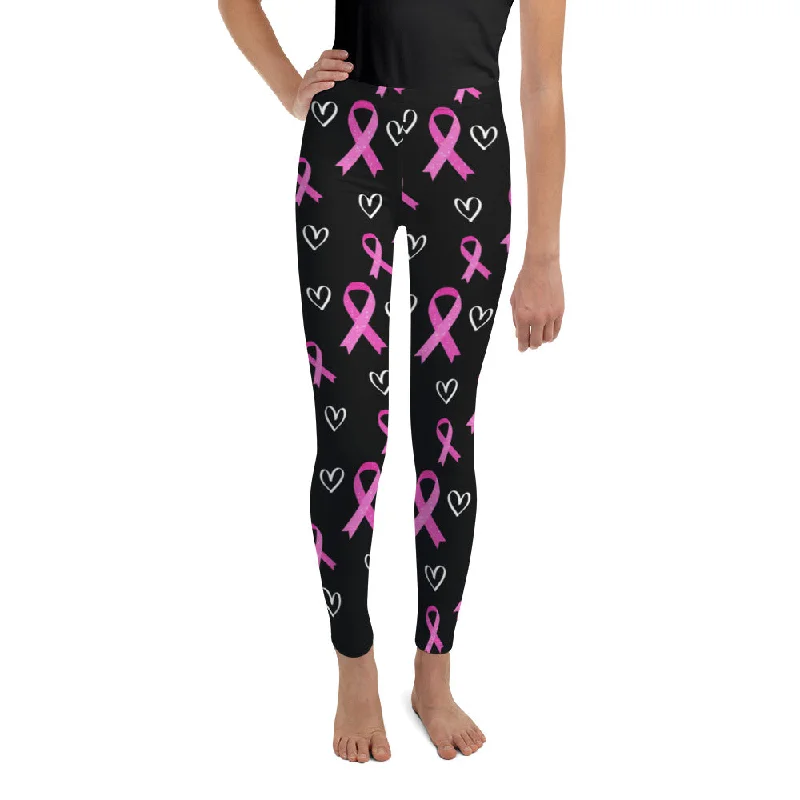 Cozy Vibes Pink Ribbon Youth Leggings