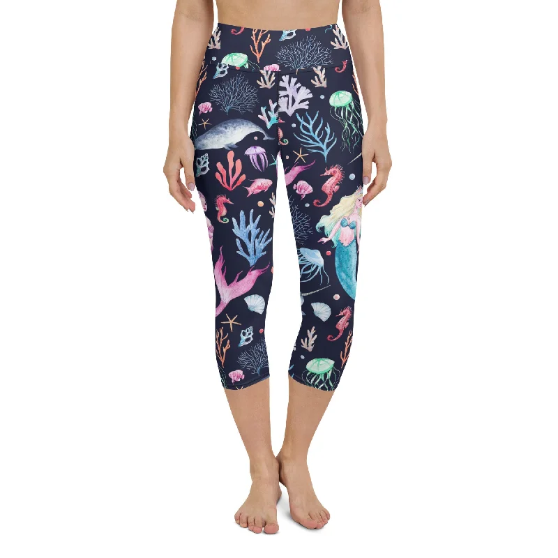 Exquisite Details Enchanted Mermaids Yoga Capris
