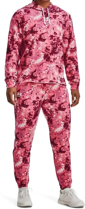 Relaxed Wear Terry Print Jogger Pants In 577-Pink Multi