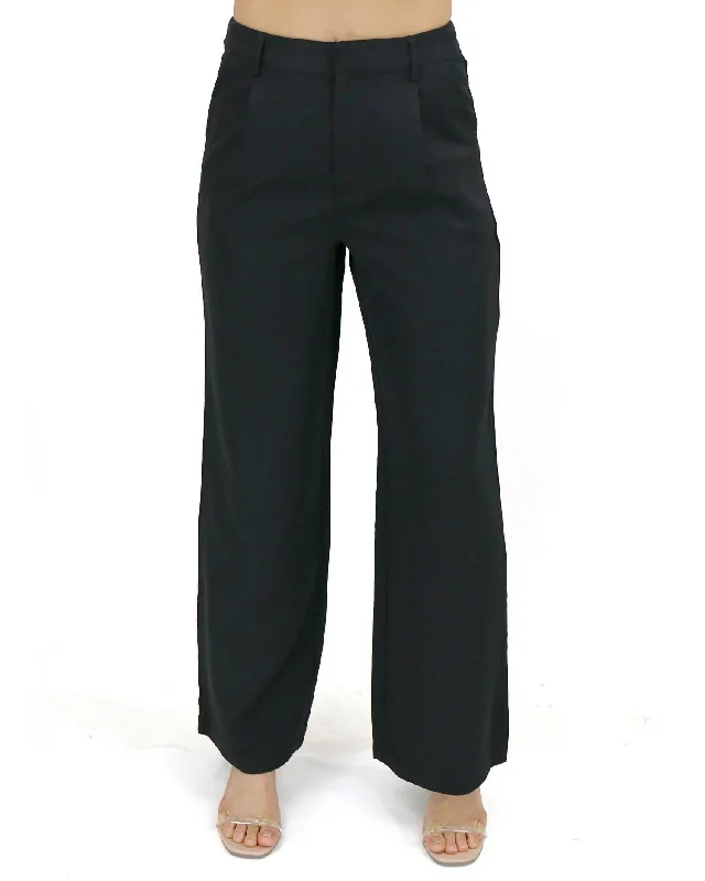 Urban Comfort Pocketed Wide Leg Pants In Black
