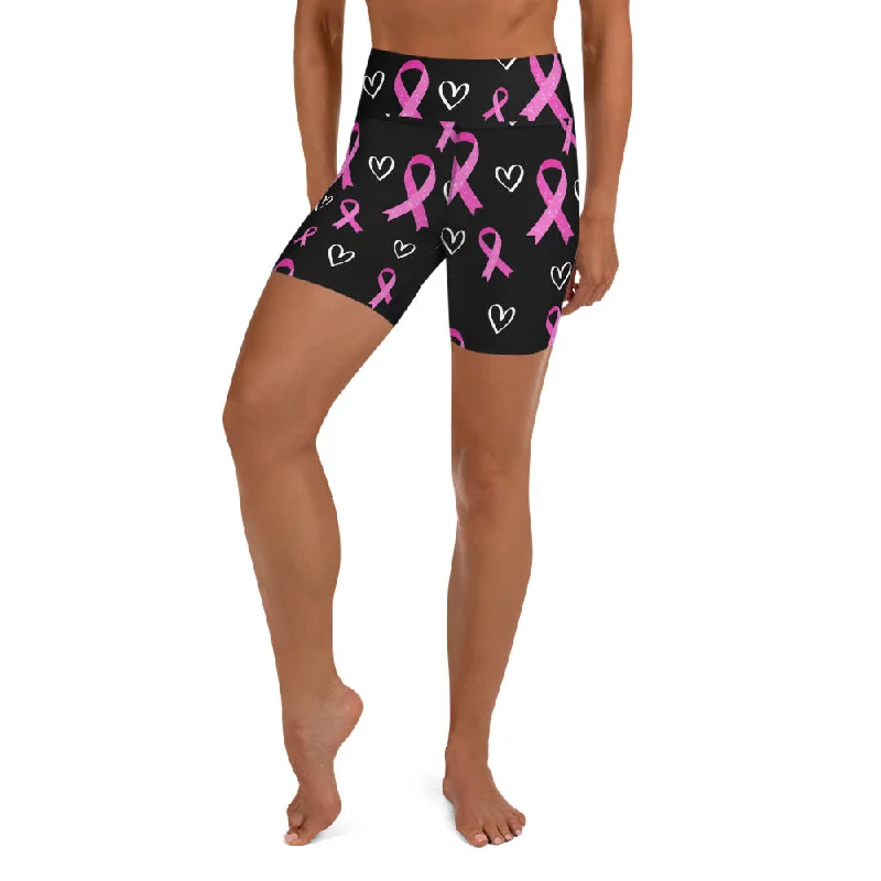 Cozy Dress Pink Ribbon Yoga Shorts