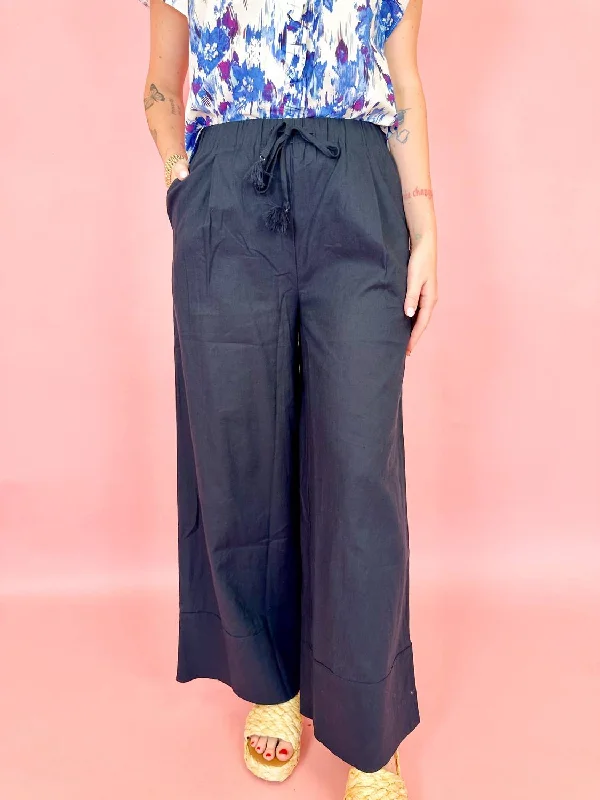 Cozy Sweaters Blake Linen Trouser In Black