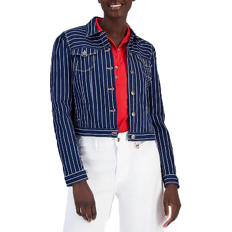 Exquisite Tailoring Nautica Jeans Co. Womens Puff Shoulder Pocket Denim Jacket