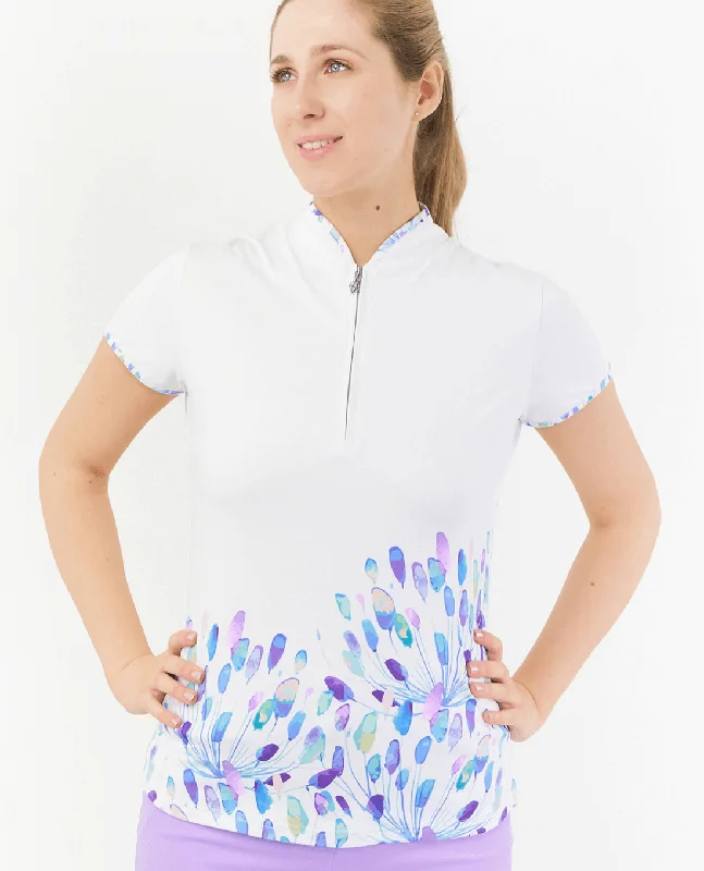 Simple And Comfortable SIZE S - PURE GOLF Aria Cap Sleeve Zip Top 035 Opal Wish