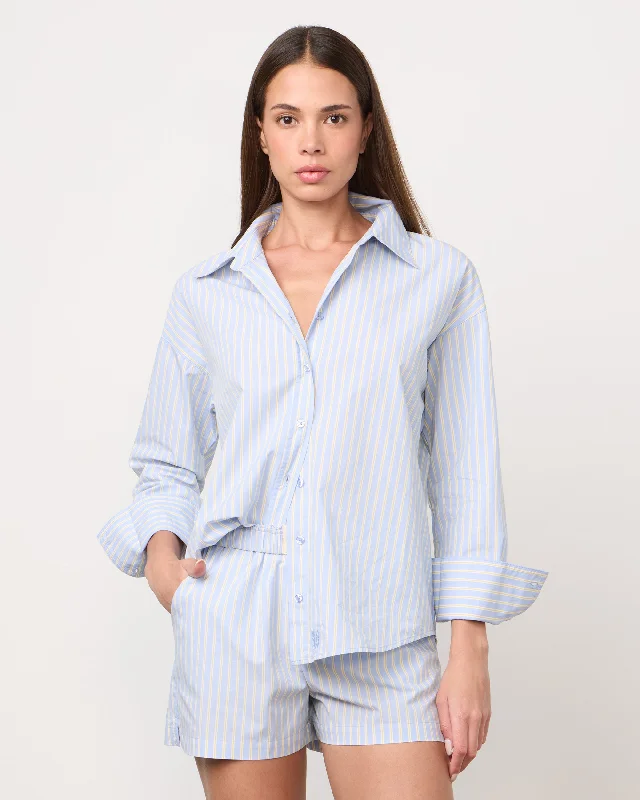 Personalized Series Stripe Poplin Oversized Shirt