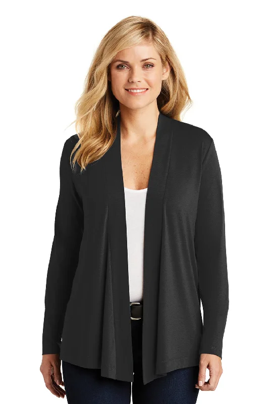 Comfortable Mind Port Authority Womens Concept Long Sleeve Cardigan Sweater - Black
