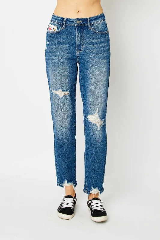 Comfortable Jeans Blue Distressed Slim Jeans