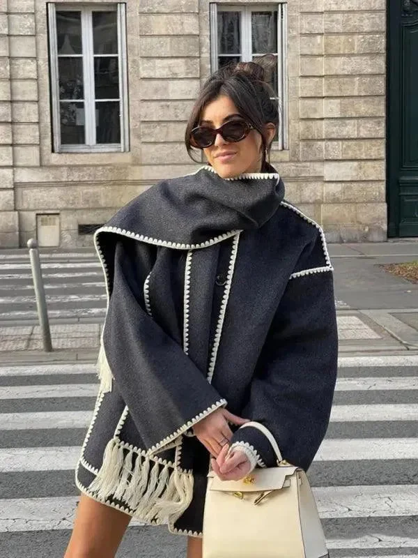 Lazy Home Woolen Shawl Coat for Women