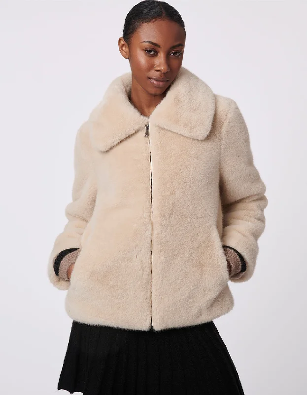 Retro Design Perfectly Posh Faux Fur Jacket
