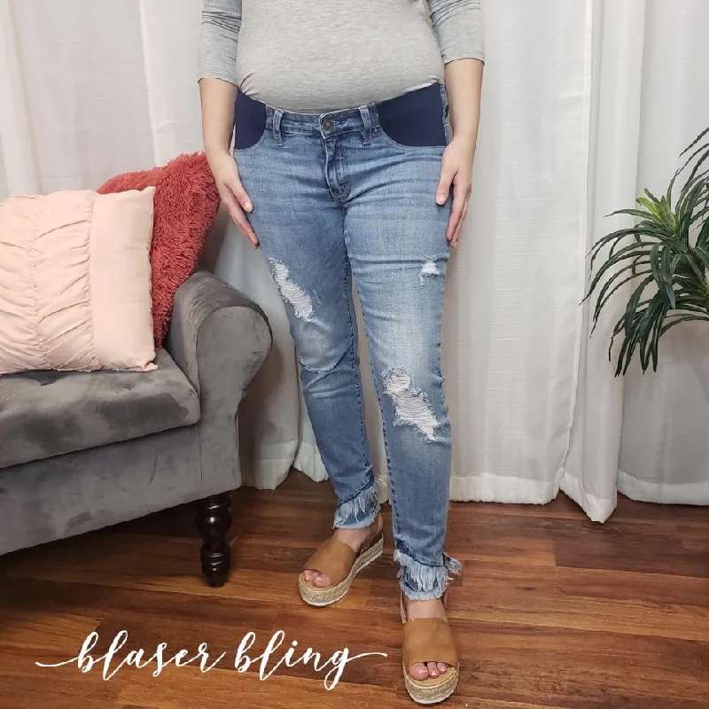 Breezy Outfits KanCan Distressed Denim Maternity Jeans