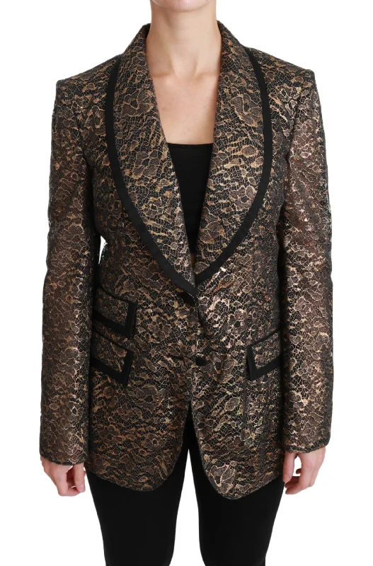 Refreshing Design Dolce & Gabbana  Women's Lace Blazer BlackGold Size 40
