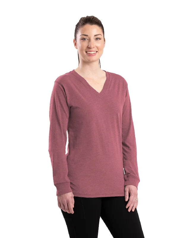 Integrated Design Berne Womens Performance V-Neck Mauve Cotton Blend L/S T-Shirt
