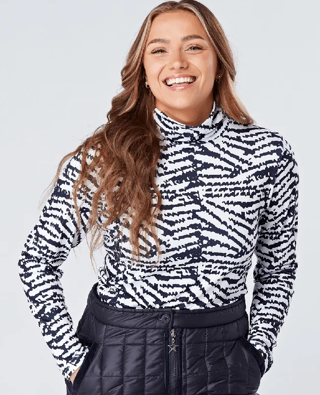 Minimal Style SWING OUT SISTER Ada Roll Neck Navy & White Pattern