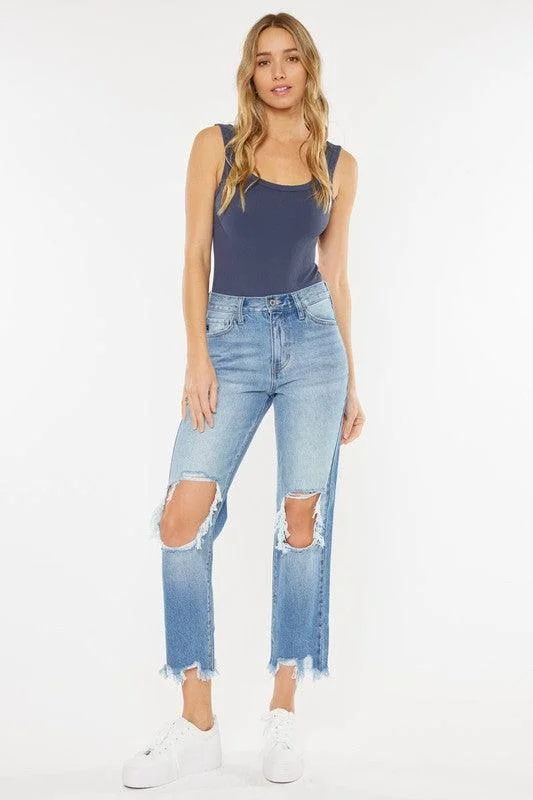 Cozy Fashions Kancan The High-Rise Chewed Up Mom Jean