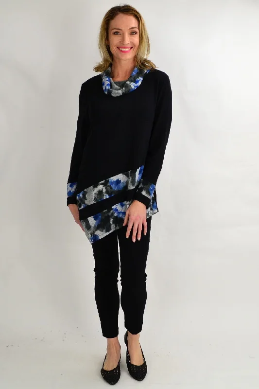 European Plan Frans Floral Cowl Neck Tunic Top