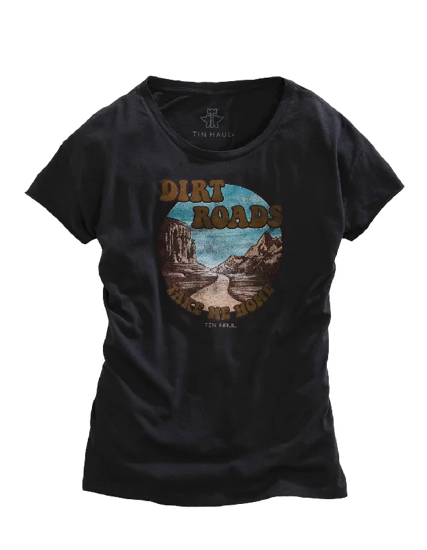 Sexy Fun Tin Haul Womens Dark Grey 100% Cotton Dirt Roads S/S Retro T-Shirt