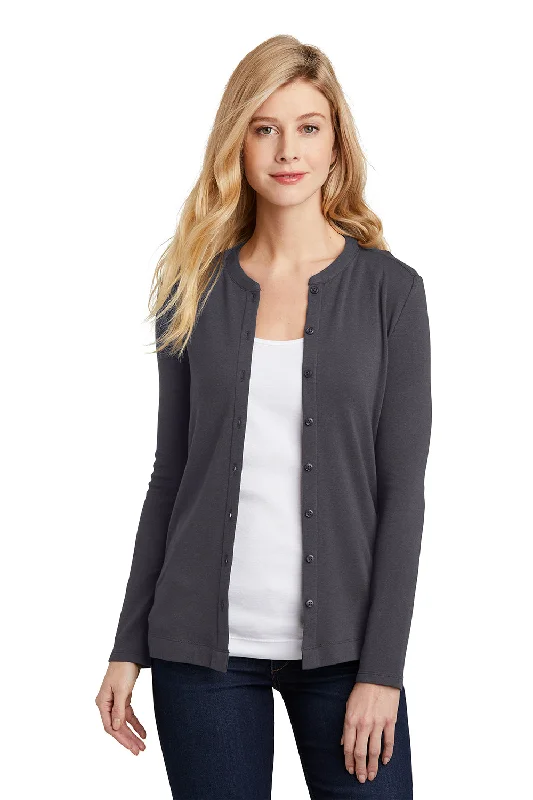 High-end Fashion Port Authority Womens Concept Long Sleeve Cardigan Sweater - Smoke Grey